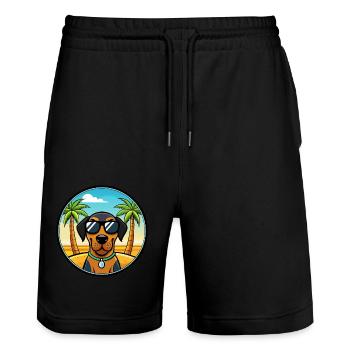 Schwarz Und Tan Coonhound Hunderasse Cartoon Strand - Stanley/Stella Unisex Bio Joggingshorts Trainer  - Schwarz - Vorne - Nik (191cm) & Marisol (170cm)