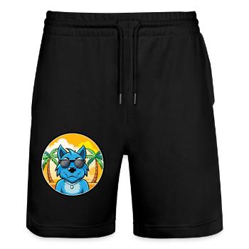 Bleu De Gascogne Dog Breed Cartoon Sunglass Beach - Stanley/Stella Trainer Unisex Organic Jogging Shorts - black - Front - Nik (191cm) & Marisol (170cm)