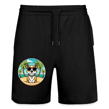 Braque Auvergne Dog Breed Cartoon Sunglasses Beach - Stanley/Stella Trainer Unisex Organic Jogging Shorts - black - Front - Nik (191cm) & Marisol (170cm)