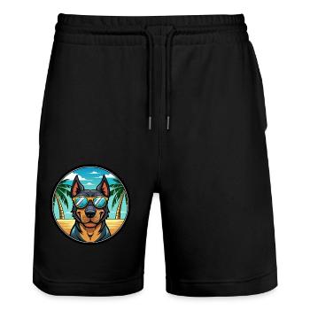 Beauceron Hunderasse Cartoon Sonnenbrille Strand - Stanley/Stella Unisex Bio Joggingshorts Trainer  - Schwarz - Vorne - Nik (191cm) & Marisol (170cm)