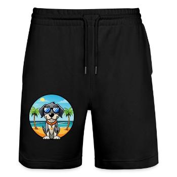 Bluetick Coonhound Dog Breed Lunettes de soleil de dessin animé - Short de jogging bio TRAINER Stanley/Stella unisexe - noir - Devant - Nik (191cm) & Marisol (170cm)