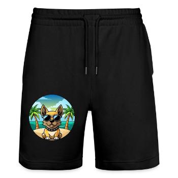 Braque Français Hunderasse Cartoon Sonnenbrille Strand - Stanley/Stella Unisex Bio Joggingshorts Trainer  - Schwarz - Vorne - Nik (191cm) & Marisol (170cm)