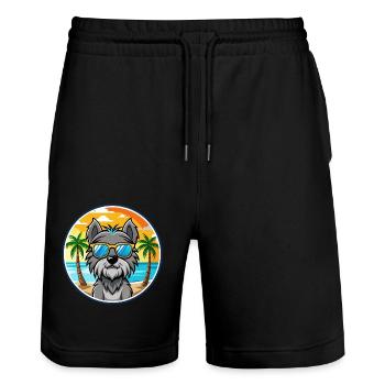 Bouvier Des Ardennes Hunderasse Cartoon Sonnenbrille - Stanley/Stella Unisex Bio Joggingshorts Trainer  - Schwarz - Vorne - Nik (191cm) & Marisol (170cm)