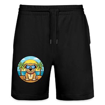 Broholmer Chien Race Dessin Animé Lunettes de Soleil Plage - Short de jogging bio TRAINER Stanley/Stella unisexe - noir - Devant - Nik (191cm) & Marisol (170cm)