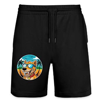 Bruno Jura Hound Hunderasse Cartoon Sonnenbrille Strand - Stanley/Stella Unisex Bio Joggingshorts Trainer  - Schwarz - Vorne - Nik (191cm) & Marisol (170cm)