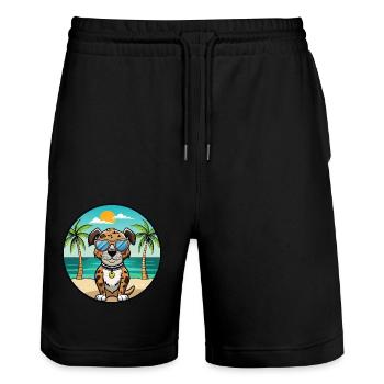 Catahoula Léopard Chien Race Dessin Animé Lunettes De Soleil Plage - Short de jogging bio TRAINER Stanley/Stella unisexe - noir - Devant - Nik (191cm) & Marisol (170cm)