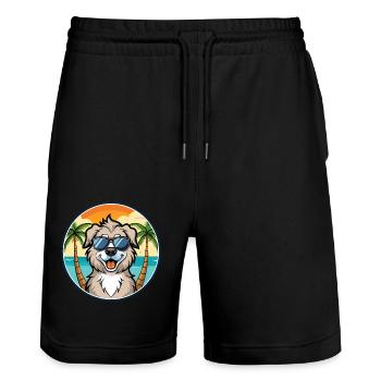 Lunettes de soleil de race de chien de berger caucasien de dessin animé - Short de jogging bio TRAINER Stanley/Stella unisexe - noir - Devant - Nik (191cm) & Marisol (170cm)