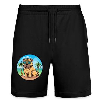 Chinois Shar Pei Chien Race Dessin Animé Lunettes De Soleil Plage - Short de jogging bio TRAINER Stanley/Stella unisexe - noir - Devant - Nik (191cm) & Marisol (170cm)