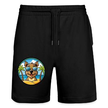Border Terrier Chien Race Dessin Animé Lunettes de Soleil Plage - Short de jogging bio TRAINER Stanley/Stella unisexe - noir - Devant - Nik (191cm) & Marisol (170cm)