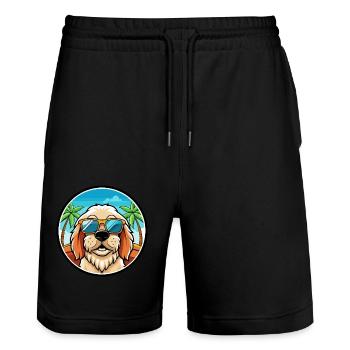 Clumber Spaniel Dog Breed Cartoon Sunglasses Beach - Stanley/Stella Trainer Unisex Organic Jogging Shorts - black - Front - Nik (191cm) & Marisol (170cm)