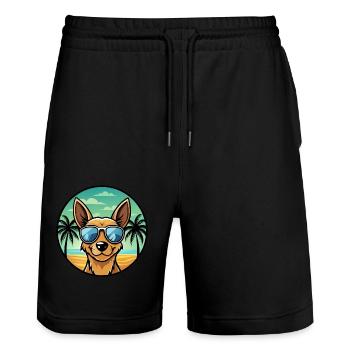 Englische Spielzeug Terrier Hund Rasse Cartoon Sonnenbrille - Stanley/Stella Unisex Bio Joggingshorts Trainer  - Schwarz - Vorne - Nik (191cm) & Marisol (170cm)