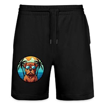 Französisch Bordeaux Mastiff Hunderasse Cartoon Strand - Stanley/Stella Unisex Bio Joggingshorts Trainer  - Schwarz - Vorne - Nik (191cm) & Marisol (170cm)