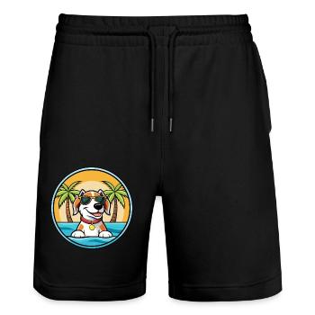 Estnischer Windhund Rasse Cartoon Sonnenbrille Strand - Stanley/Stella Unisex Bio Joggingshorts Trainer  - Schwarz - Vorne - Nik (191cm) & Marisol (170cm)