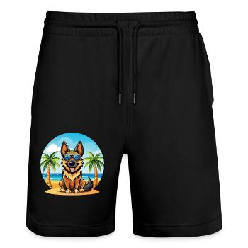 Deutsche Schafpudel Hunderasse Cartoon Sonnenbrille - Stanley/Stella Unisex Bio Joggingshorts Trainer  - Schwarz - Vorne - Nik (191cm) & Marisol (170cm)