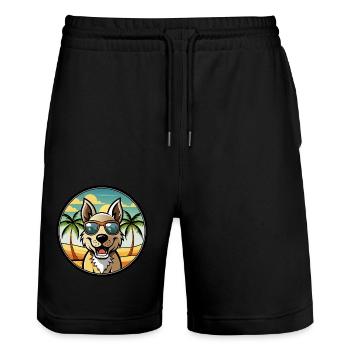 Indien Paria Chien Race Dessin Animé Lunettes De Soleil Plage - Short de jogging bio TRAINER Stanley/Stella unisexe - noir - Devant - Nik (191cm) & Marisol (170cm)
