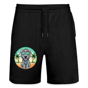 Irischer Wolfshund Hunderasse Cartoon Sonnenbrille Strand - Stanley/Stella Unisex Bio Joggingshorts Trainer  - Schwarz - Vorne - Nik (191cm) & Marisol (170cm)