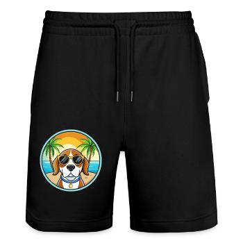 Kerry Beagle Hunderasse Cartoon Sonnenbrille Strand - Stanley/Stella Unisex Bio Joggingshorts Trainer  - Schwarz - Vorne - Nik (191cm) & Marisol (170cm)