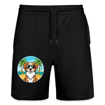 Kooikerhondje Chien Race Dessin Animé Lunettes De Soleil Plage - Short de jogging bio TRAINER Stanley/Stella unisexe - noir - Devant - Nik (191cm) & Marisol (170cm)