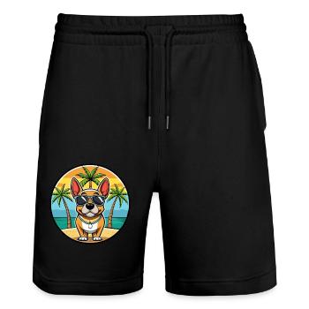 Grand Anglo Français Hunderasse Cartoon Sonnenbrille - Stanley/Stella Unisex Bio Joggingshorts Trainer  - Schwarz - Vorne - Nik (191cm) & Marisol (170cm)
