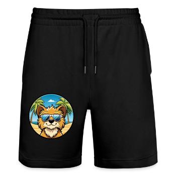 Lowchen Petit Lion Chien Race Dessin Animé Lunettes de Soleil - Short de jogging bio TRAINER Stanley/Stella unisexe - noir - Devant - Nik (191cm) & Marisol (170cm)