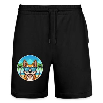 Lundehund Chien Race Dessin Animé Lunettes De Soleil Plage - Short de jogging bio TRAINER Stanley/Stella unisexe - noir - Devant - Nik (191cm) & Marisol (170cm)