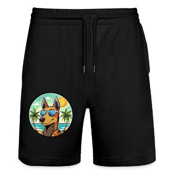 Manchester Terrier Hunderasse Cartoon Sonnenbrille - Stanley/Stella Unisex Bio Joggingshorts Trainer  - Schwarz - Vorne - Nik (191cm) & Marisol (170cm)