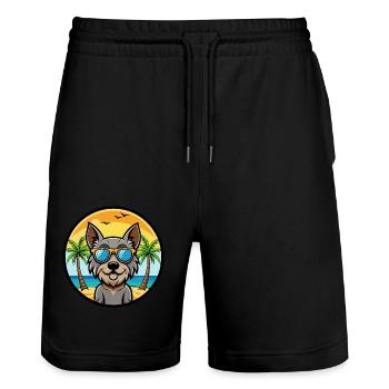Mittelschnauze Hunderasse Cartoon Sonnenbrille Strand - Stanley/Stella Unisex Bio Joggingshorts Trainer  - Schwarz - Vorne - Nik (191cm) & Marisol (170cm)