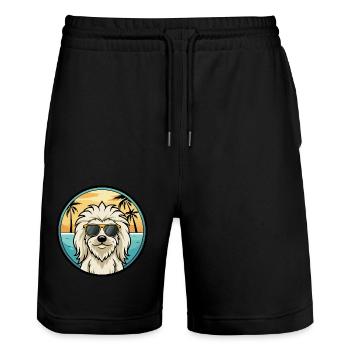 Komondor Chien Race Dessin Animé Lunettes de Soleil Plage - Short de jogging bio TRAINER Stanley/Stella unisexe - noir - Devant - Nik (191cm) & Marisol (170cm)