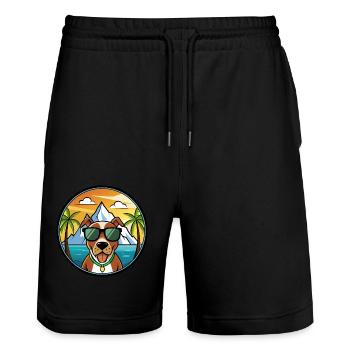 Mountain Cur Hund Rasse Cartoon Sonnenbrille Strand - Stanley/Stella Unisex Bio Joggingshorts Trainer  - Schwarz - Vorne - Nik (191cm) & Marisol (170cm)