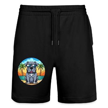 Neapolitanische Dogge Hunderasse Cartoon Sonnenbrille - Stanley/Stella Unisex Bio Joggingshorts Trainer  - Schwarz - Vorne - Nik (191cm) & Marisol (170cm)