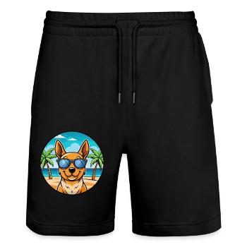 Lancashire Heeler Hunderasse Cartoon Sonnenbrille Strand - Stanley/Stella Unisex Bio Joggingshorts Trainer  - Schwarz - Vorne - Nik (191cm) & Marisol (170cm)