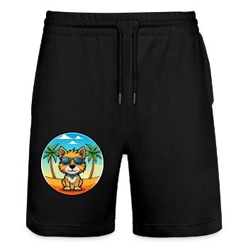Ormskirk Terrier Hunderasse Cartoon Sonnenbrille Strand - Stanley/Stella Unisex Bio Joggingshorts Trainer  - Schwarz - Vorne - Nik (191cm) & Marisol (170cm)