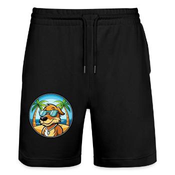 Poitevin Hound Hund Rasse Cartoon Sonnenbrille Strand - Stanley/Stella Unisex Bio Joggingshorts Trainer  - Schwarz - Vorne - Nik (191cm) & Marisol (170cm)