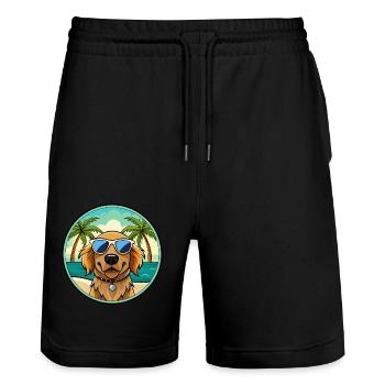 Picardie Spaniel Hund Rasse Cartoon Sonnenbrille Strand - Stanley/Stella Unisex Bio Joggingshorts Trainer  - Schwarz - Vorne - Nik (191cm) & Marisol (170cm)