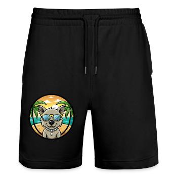 Pumi Hunderasse Cartoon Sonnenbrille Strand - Stanley/Stella Unisex Bio Joggingshorts Trainer  - Schwarz - Vorne - Nik (191cm) & Marisol (170cm)