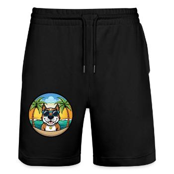 Perdiguero Navarro Hunderasse Cartoon Sonnenbrille - Stanley/Stella Unisex Bio Joggingshorts Trainer  - Schwarz - Vorne - Nik (191cm) & Marisol (170cm)