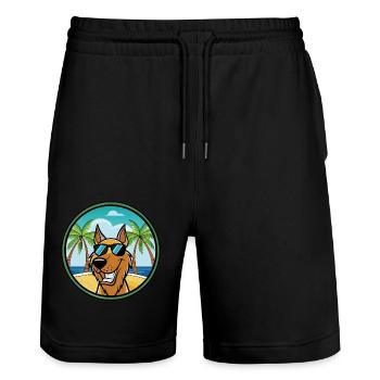 Chien courant yougoslave race de chien dessin animé lunettes de soleil plage - Short de jogging bio TRAINER Stanley/Stella unisexe - noir - Devant - Nik (191cm) & Marisol (170cm)