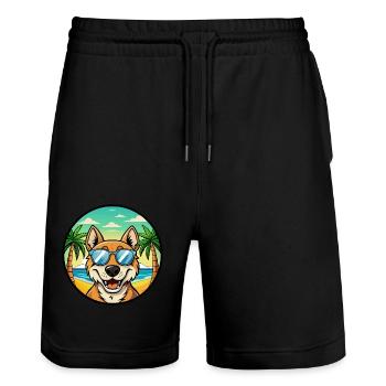 Russian Hound Dog Breed Cartoon Sunglasses Beach - Stanley/Stella Trainer Unisex Organic Jogging Shorts - black - Front - Nik (191cm) & Marisol (170cm)