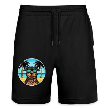 Rottweiler Chien Race Dessin Animé Lunettes De Soleil Plage - Short de jogging bio TRAINER Stanley/Stella unisexe - noir - Devant - Nik (191cm) & Marisol (170cm)