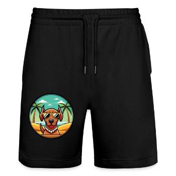 Sabueso Espanol Dog Breed Cartoon Sunglasses Beach - Stanley/Stella Trainer Unisex Organic Jogging Shorts - black - Front - Nik (191cm) & Marisol (170cm)