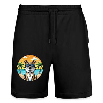 Slovensky Cuvac Chien Race Dessin Animé Lunettes de Soleil Plage - Short de jogging bio TRAINER Stanley/Stella unisexe - noir - Devant - Nik (191cm) & Marisol (170cm)
