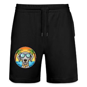 Weimaraner Hund Rasse Cartoon Sonnenbrille Strand - Stanley/Stella Unisex Bio Joggingshorts Trainer  - Schwarz - Vorne - Nik (191cm) & Marisol (170cm)