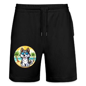 Siberian Husky Chien Race Dessin Animé Lunettes De Soleil Plage - Short de jogging bio TRAINER Stanley/Stella unisexe - noir - Devant - Nik (191cm) & Marisol (170cm)