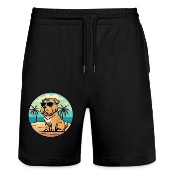 Shar Pei Hunderasse Cartoon Sonnenbrille Strand - Stanley/Stella Unisex Bio Joggingshorts Trainer  - Schwarz - Vorne - Nik (191cm) & Marisol (170cm)