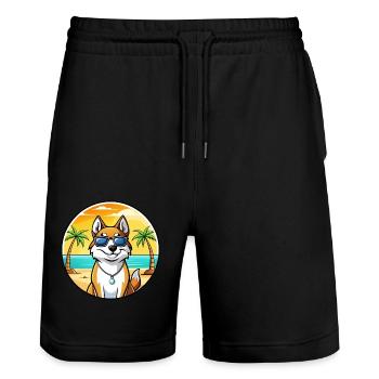 Westsibirische Laika-Hunderasse Cartoon-Sonnenbrille - Stanley/Stella Unisex Bio Joggingshorts Trainer  - Schwarz - Vorne - Nik (191cm) & Marisol (170cm)