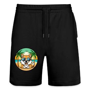 Spitz Chien Race Dessin Animé Lunettes De Soleil Plage - Short de jogging bio TRAINER Stanley/Stella unisexe - noir - Devant - Nik (191cm) & Marisol (170cm)