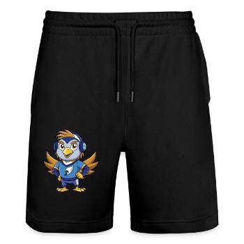 Falcon Funny Cartoon Character Headphone Music - Stanley/Stella Trainer Unisex Organic Jogging Shorts - black - Front - Nik (191cm) & Marisol (170cm)