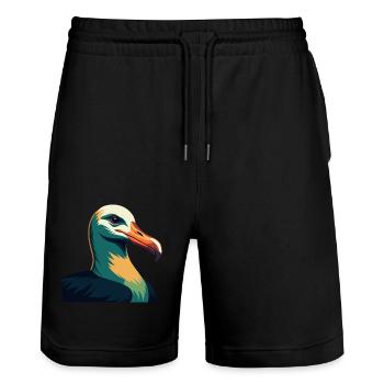 Albatross Zeichentrickfigur Buntes Haustier Tier - Stanley/Stella Unisex Bio Joggingshorts Trainer  - Schwarz - Vorne - Nik (191cm) & Marisol (170cm)