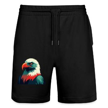 Adler Cartoon Figur Buntes Haustier Tier - Stanley/Stella Unisex Bio Joggingshorts Trainer  - Schwarz - Vorne - Nik (191cm) & Marisol (170cm)