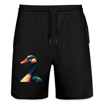 Oie Dessin Animé Personnage Animal Coloré Animal De Compagnie - Short de jogging bio TRAINER Stanley/Stella unisexe - noir - Devant - Nik (191cm) & Marisol (170cm)